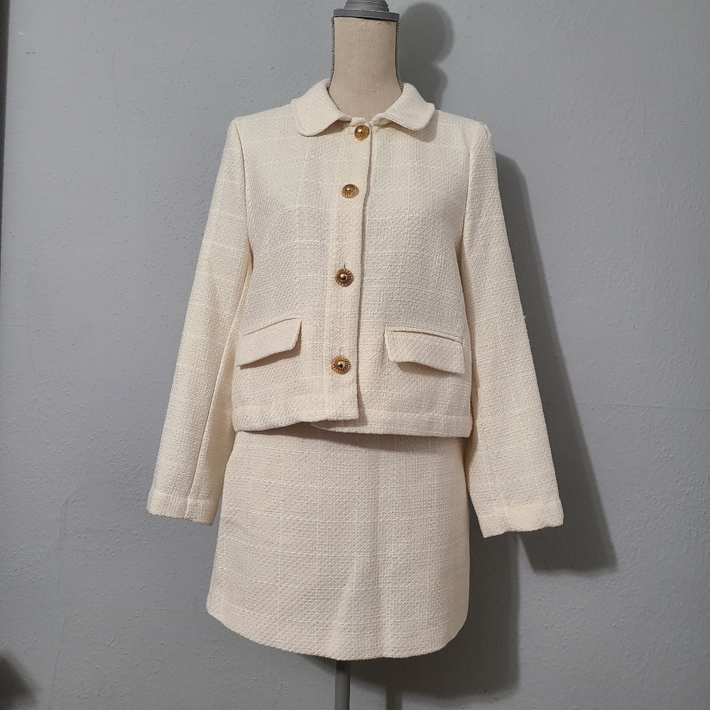 Zara 2‎ Piece Matching Set Textured Jacket and Skort NWT Size Med